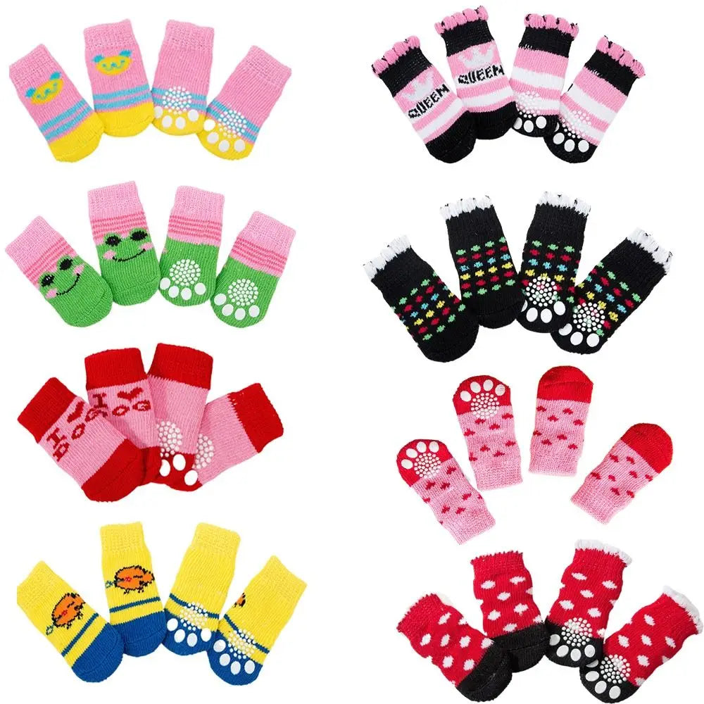 PERNEAKYCN Pet Cat Dog Floor Anti Slip Wool Socks Winter