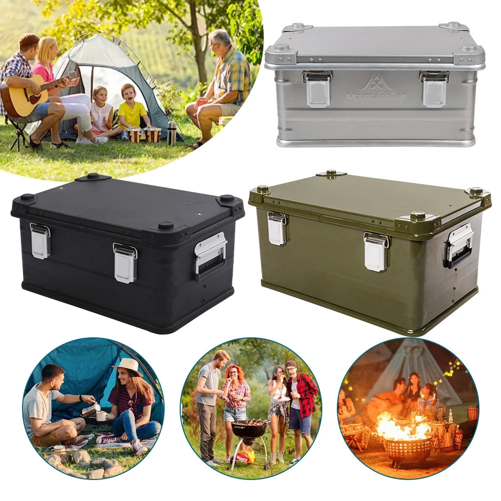 50L Camping Storage Box Hard Protective Carrying Case Aluminum Alloy Car Trunk Organizing Box Camping For Outdoor Travel Tools
