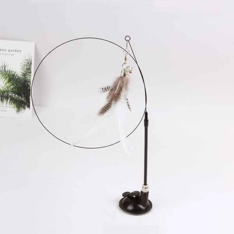 DZOMNOKCN Funny Cat Toy Folorful Feather Bell Teaser Wand