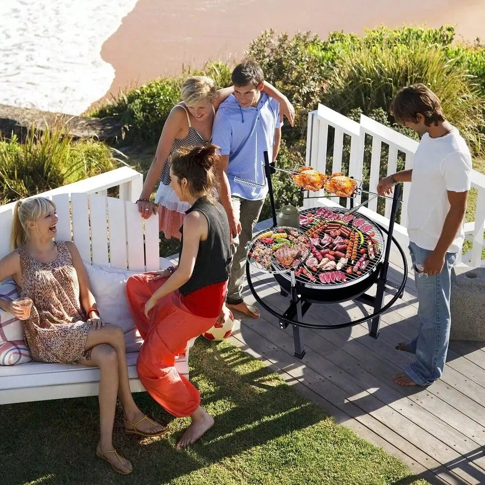 Grill Heavy Duty Cast Iron Charcoal Tabletop Outdoor Grill