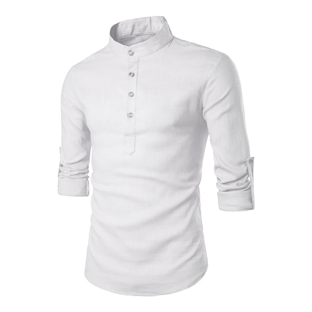KB New Men's Casual Blouse Cotton Linen Shirt Loose Tops Long Sleeve Tee Shirt Spring Autumn Casual Handsome Men Shirts