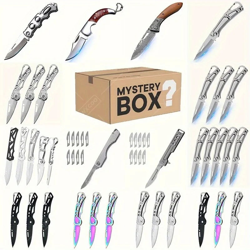 Mystery Surprise Gift Box Stainless Steel Folding Knife Multi-function Knife for Outdoor Utility Cooking and Fruit Cutting with