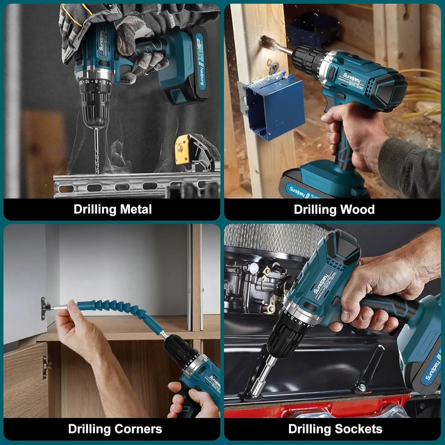 Tool Kit with 21V Cordless Drill - 255-PCs Portable Complete General Basic Home and Auto Repair Tool Set with Drawer for Handyma