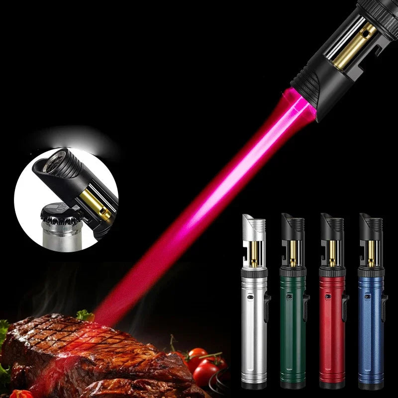 Large Capacity Outdoor Multifunctional Lighter, Bottle Opener Metal Windproof Turbine Camping Kitchen Gas Welding Gun Lighter