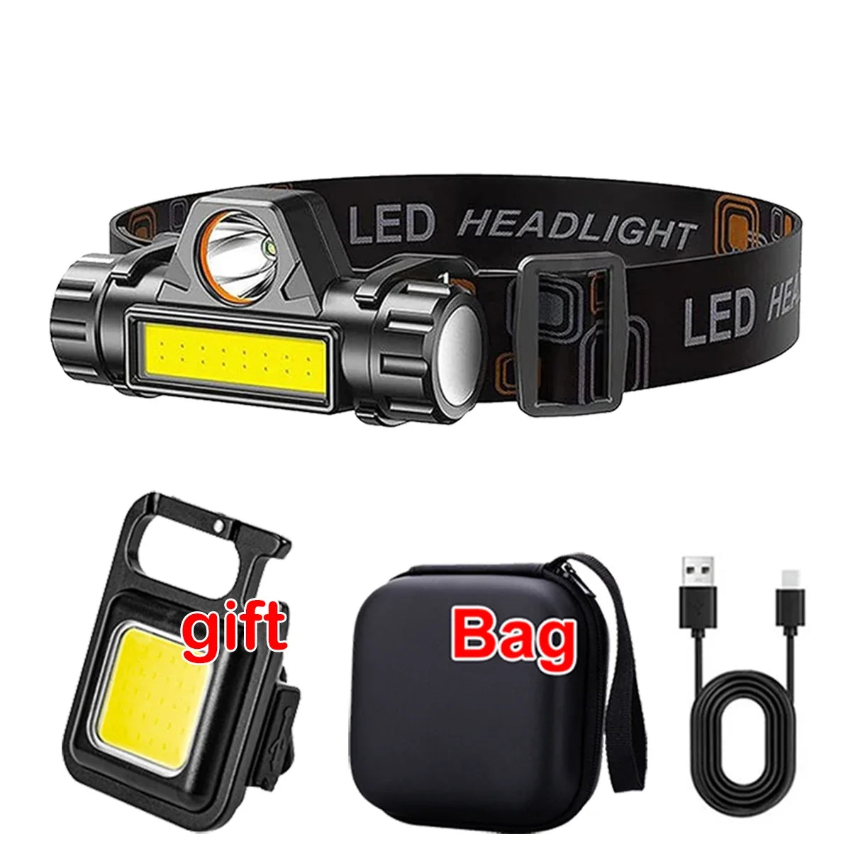 ZHIYU Rechargeable COB LED Headlamp Magnetic Waterproof Head Torch for Outdoor Fishing