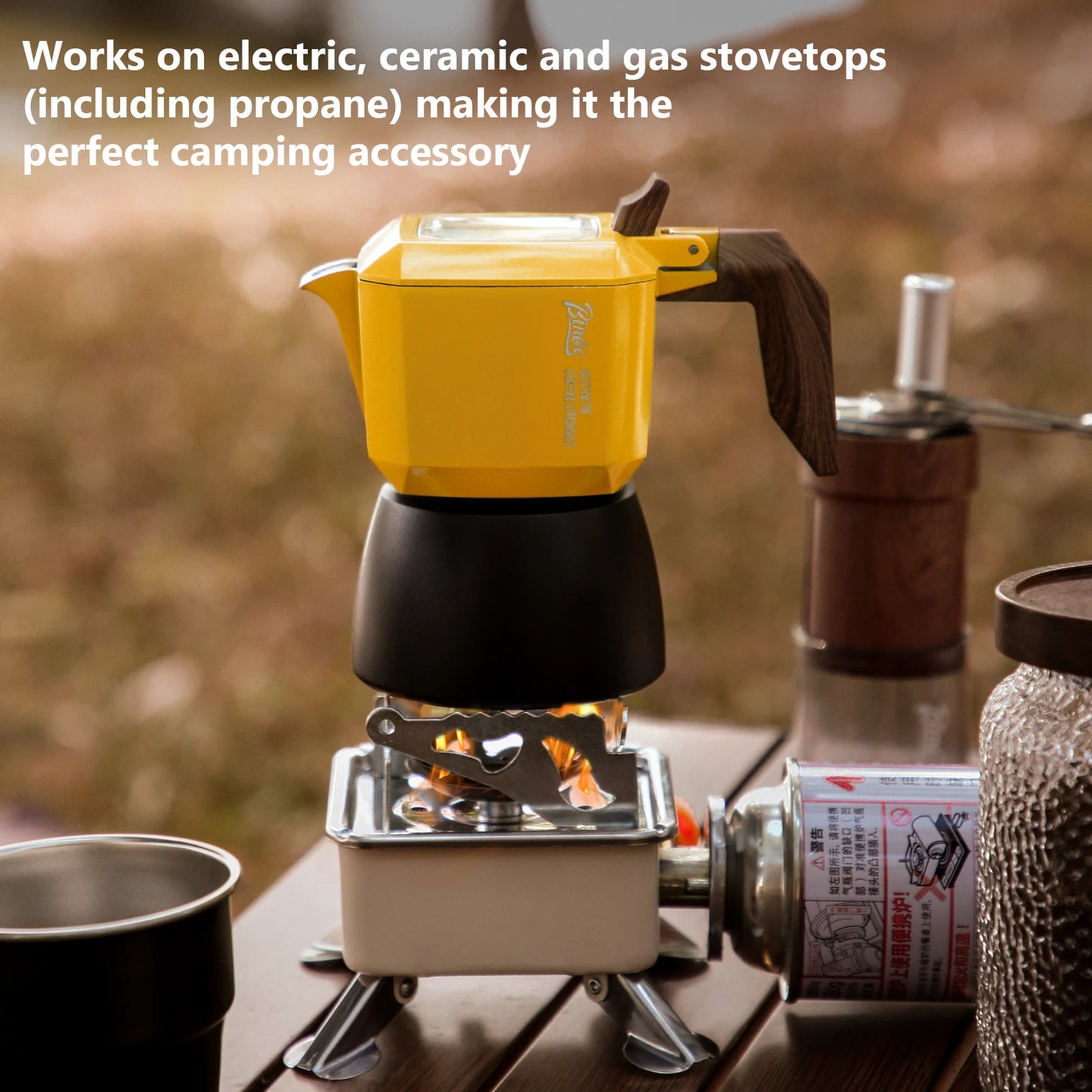 Bin Coo Stovetop Espresso Maker Aluminum Moka Pot Portable