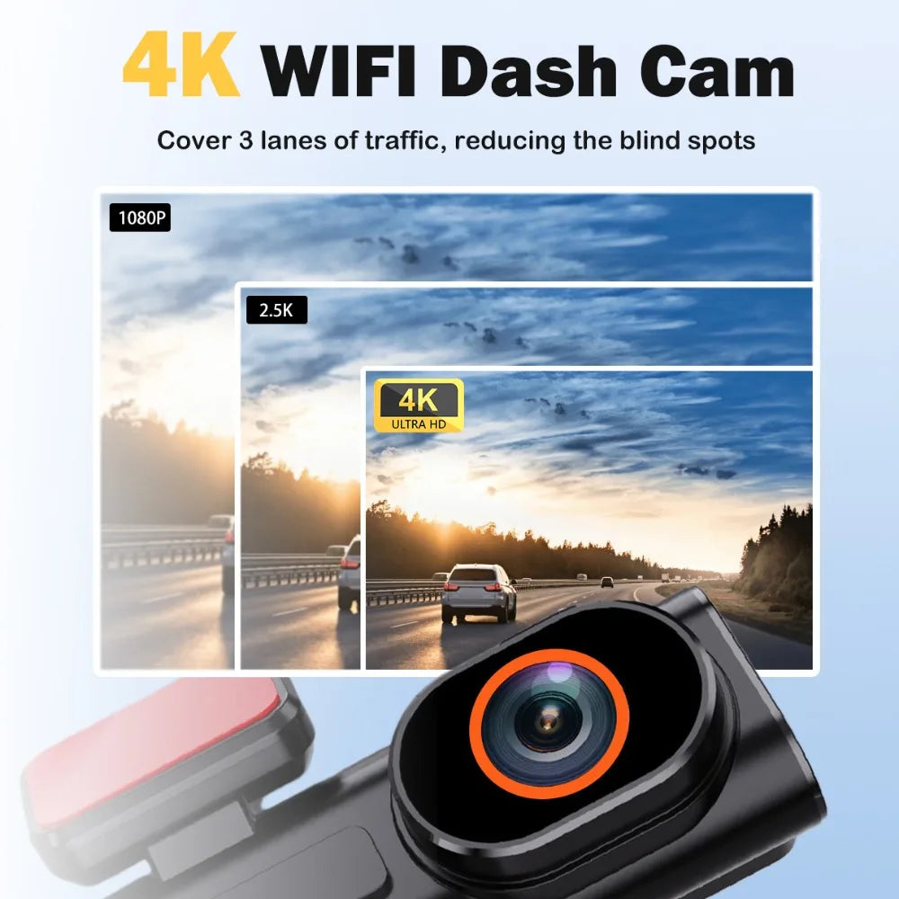Aprilboy K6 WIFI Dash Cam 4K Mini CAR DVR Front and Rear Dual Lens With 1080P Black Box Room Night Vision Camera Parking Monitor