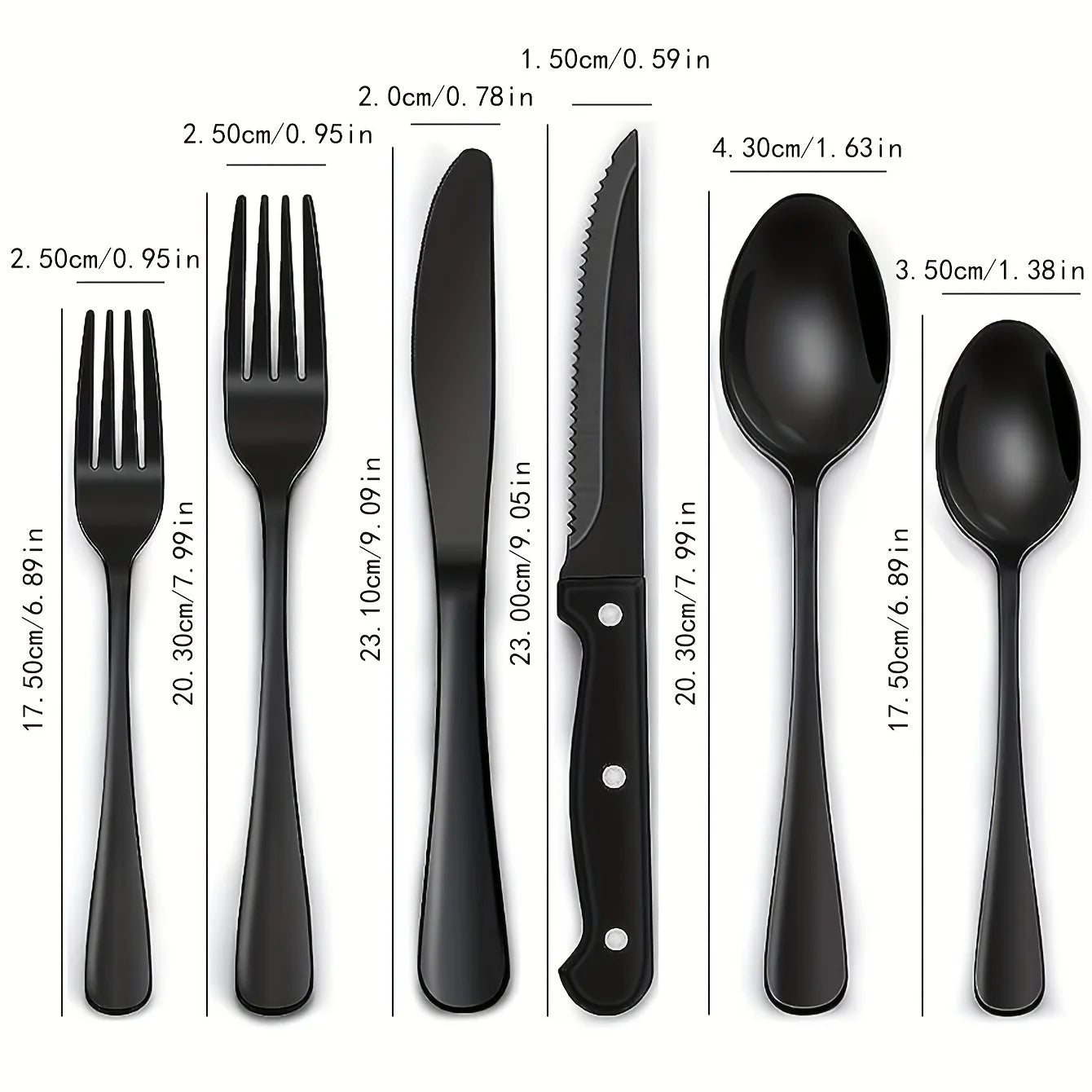 Black 36-Piece Stainless Flatware Set With Steak Knives