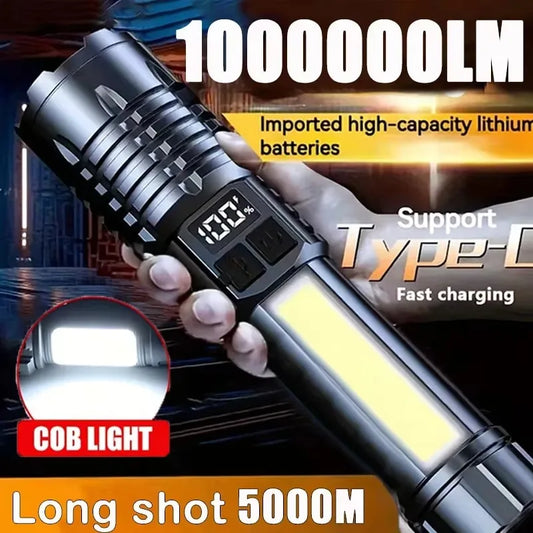 Ctzsoop High Power LED Flashlight Type C Rechargeable COB