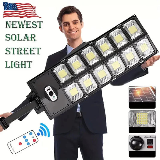 504LED uitra-Bright Solar Street lght Wide Angle Motion Sensor, RemoteControl,Energy-Efflcient, Waterproof