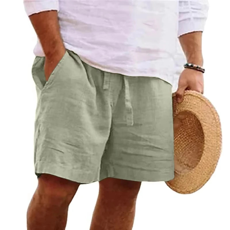 New Mens Cotton Solid Color Beach Short Summer Lightweight Pants Outdoor Large Breathable Short Homme
