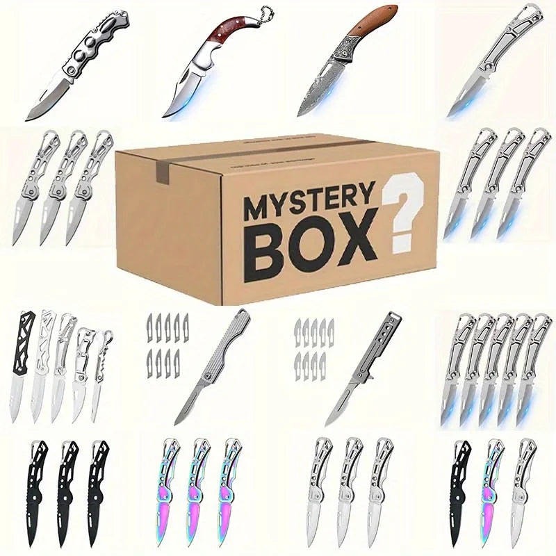 Mystery Surprise Gift Box Stainless Steel Folding Knife Multi-function Knife for Outdoor Utility Cooking and Fruit Cutting with