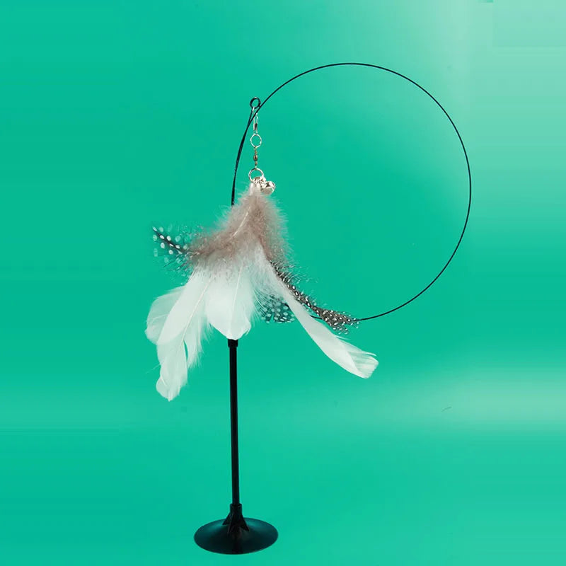 DZOMNOKCN Funny Cat Toy Folorful Feather Bell Teaser Wand