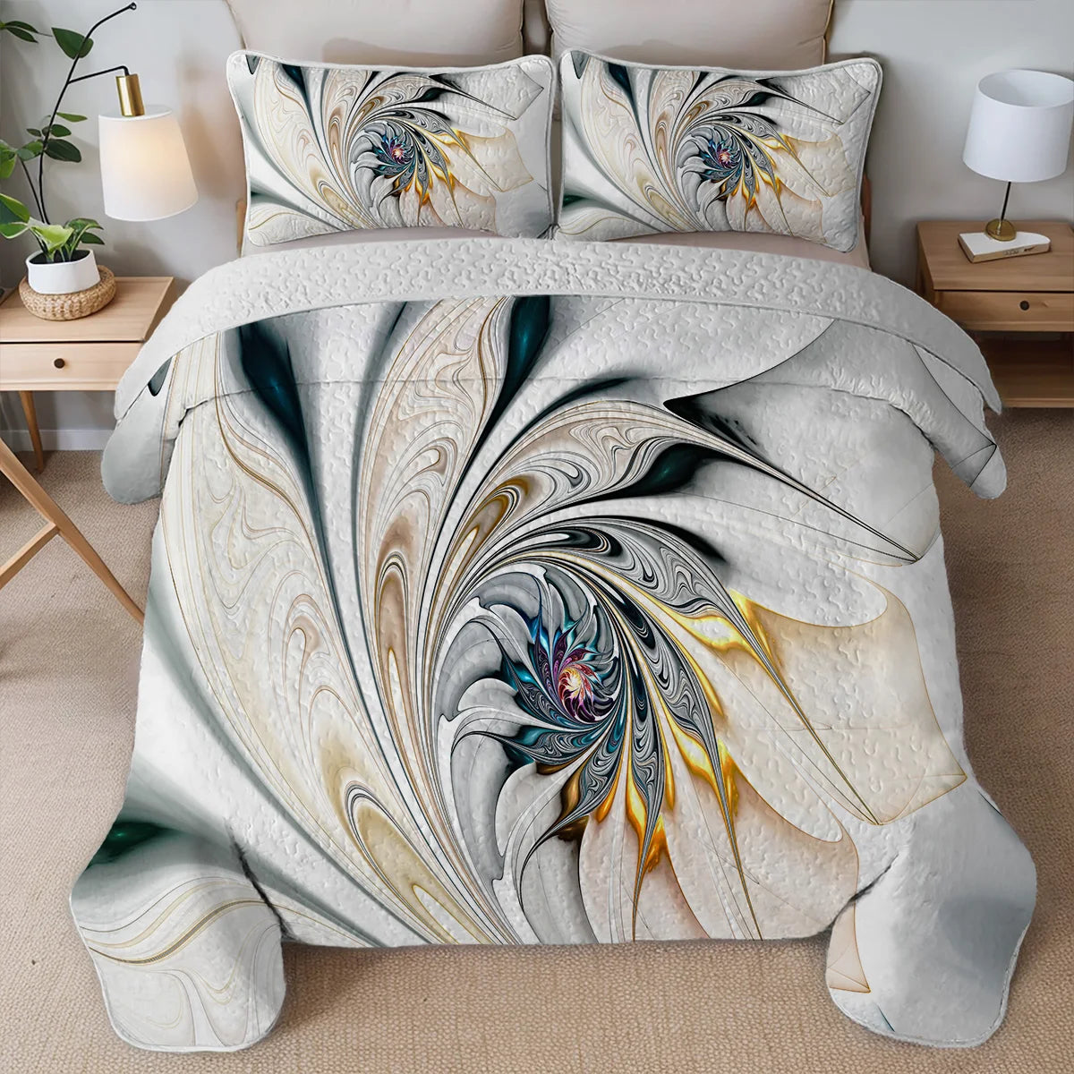 Craft Of Weaving Floral Quilt Set Bedding Durable Breathable