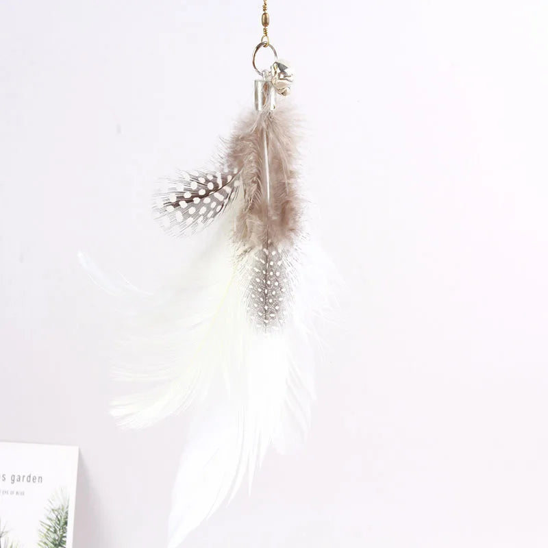 DZOMNOKCN Funny Cat Toy Folorful Feather Bell Teaser Wand