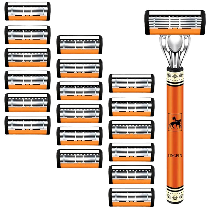 Choice 6-Layers Safety Razor Set Stainless Steel Shaving Kit With Changeable Head Blade