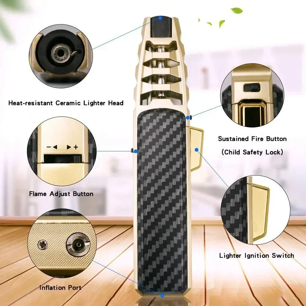 JOBON Kitchen BBQ Cigar Big Jet Flame Fire Torch Outdoor Powerful Flame Camping Gun Lighter Mans Tools Without Butane Gas