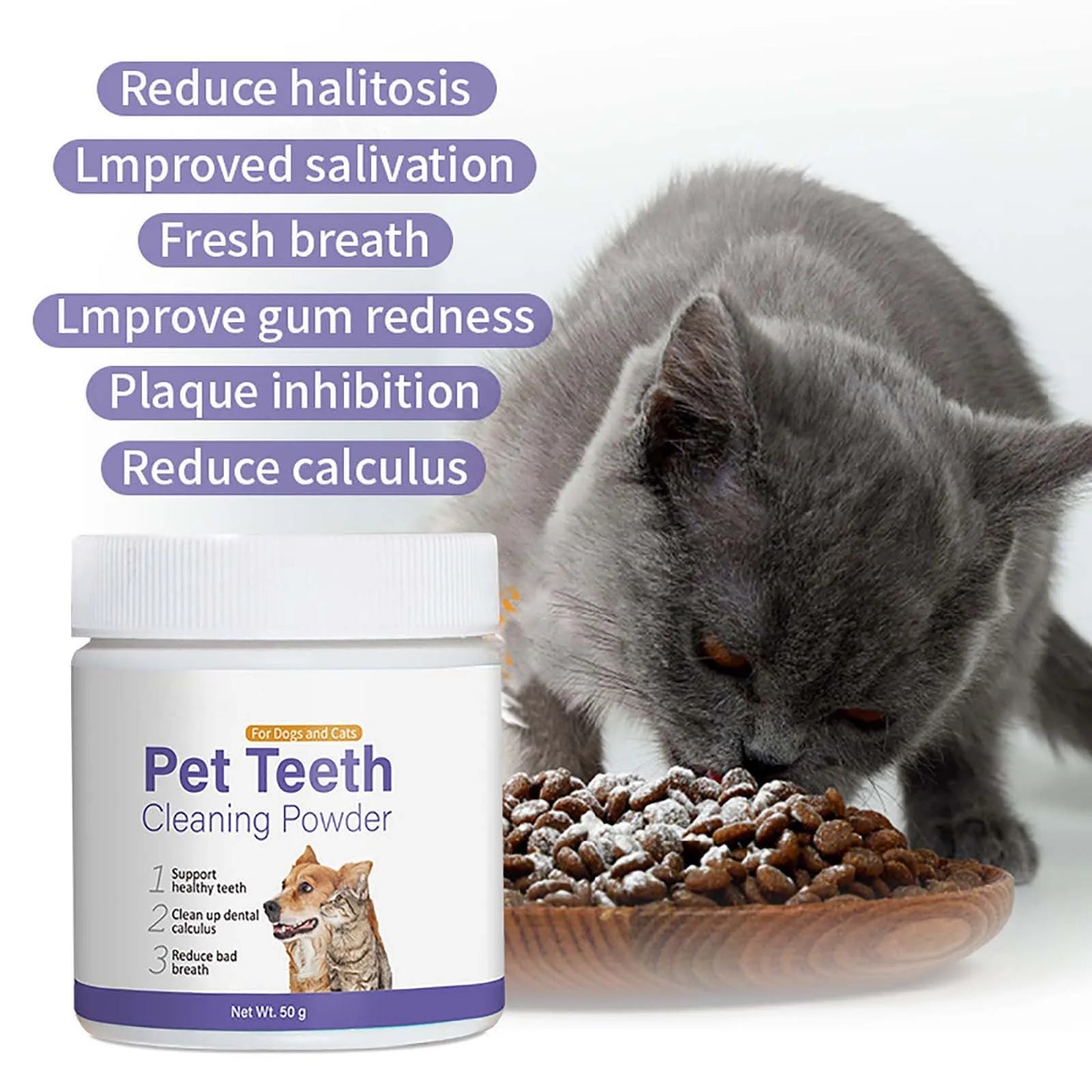 Pet Teeth Cleaning Powder for Cats and Dogs Fresh Breath