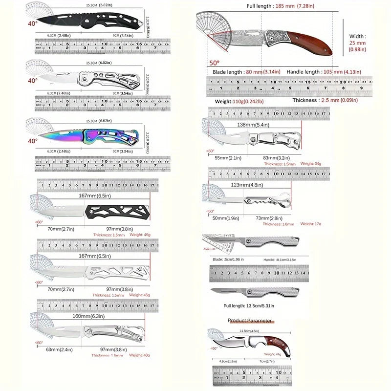Mystery Surprise Gift Box Stainless Steel Folding Knife Multi-function Knife for Outdoor Utility Cooking and Fruit Cutting with