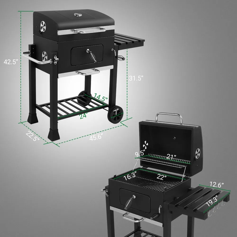 Outdoor Charcoal Grill Smoker Charcoal Barbecue Grill with Large Cooking Surface