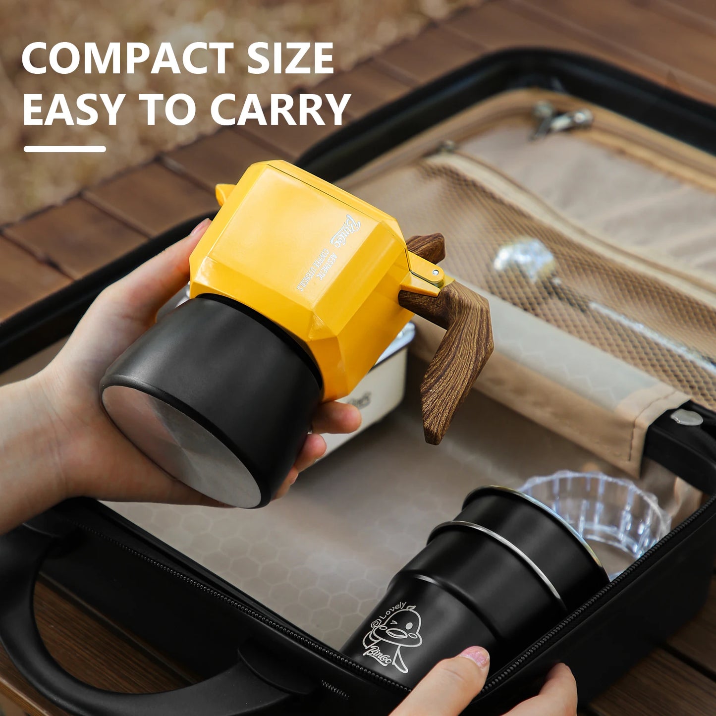 Bin Coo Stovetop Espresso Maker Aluminum Moka Pot Portable