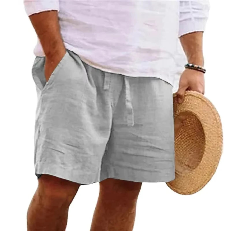 New Mens Cotton Solid Color Beach Short Summer Lightweight Pants Outdoor Large Breathable Short Homme