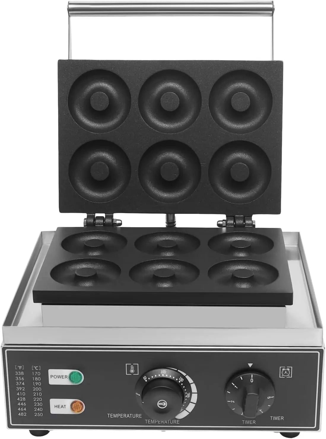 Donut Maker Machine Pancake 6Holes Double-Sided Heating Electric Doughnut Commercial Stainless Steel Non-Stick Waffle Bake With