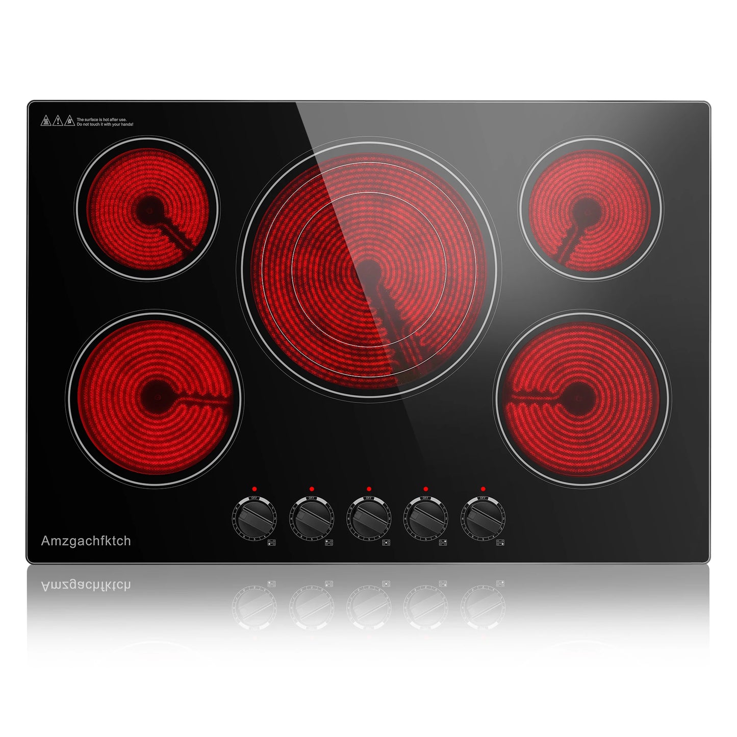 30" Built-in Electric Cooktop 5 Burner 9000W Ceramic Stove with Expandable Triple Ring & Residual Heat Indicator ETL Certified