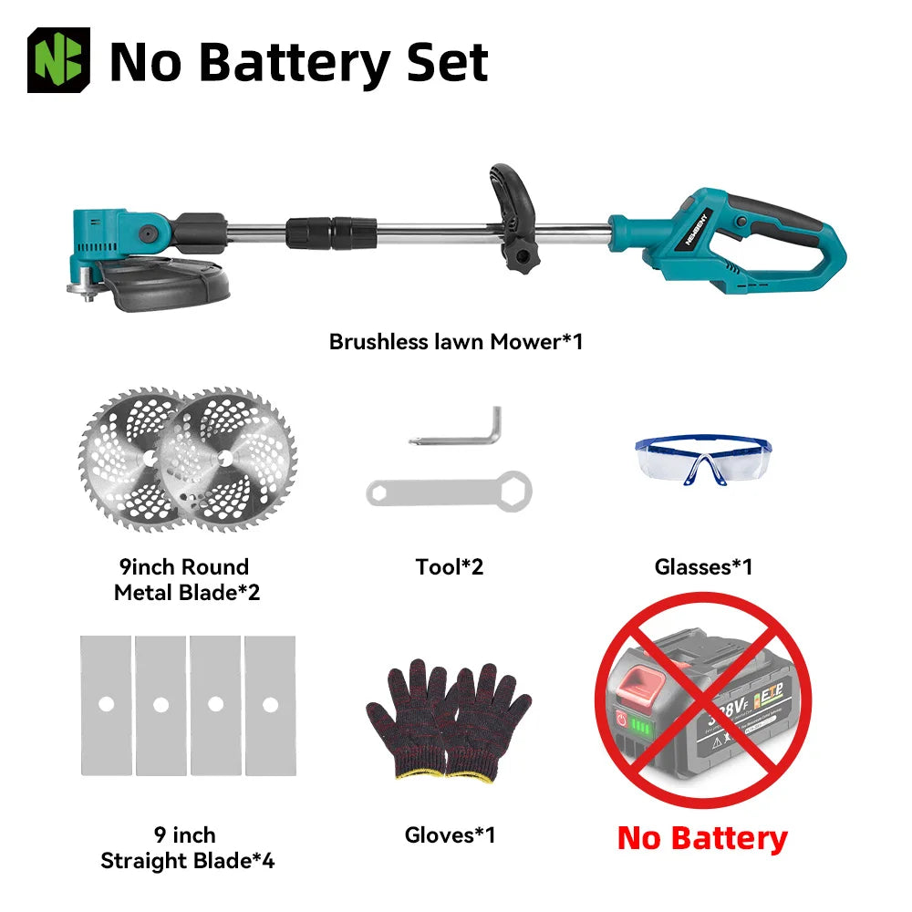 NEWBENY 4000W 9Inch Brushles Electric Lawn Mower Digital Display Grass Trimmer Repairing lawns Power Tool For Makita Battery Pin