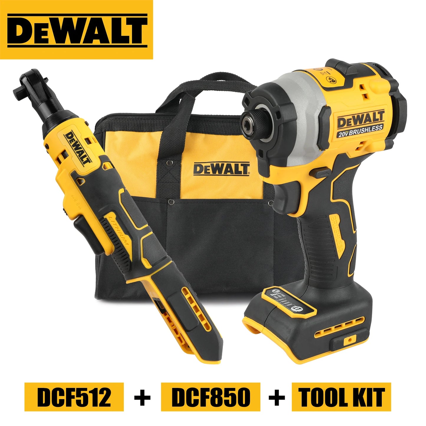 DEWALT DCF850orDCF512orDWbag Cordless ScrewdriverBrushlessMotorRechargable Drill Driver Electric Impact Wrench Large Torque