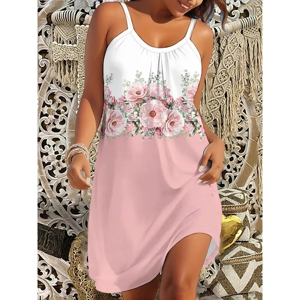 2025 Women's Summer Sleeveless   Print Casual Dress Summer Dress for Holiday Women Clothing