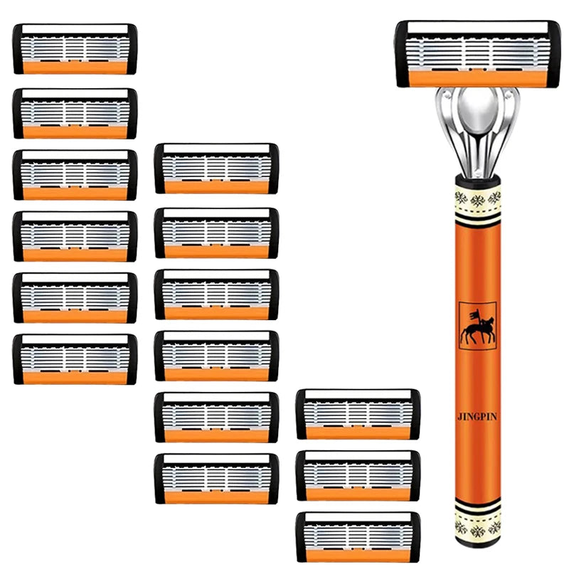 Choice 6-Layers Safety Razor Set Stainless Steel Shaving Kit With Changeable Head Blade