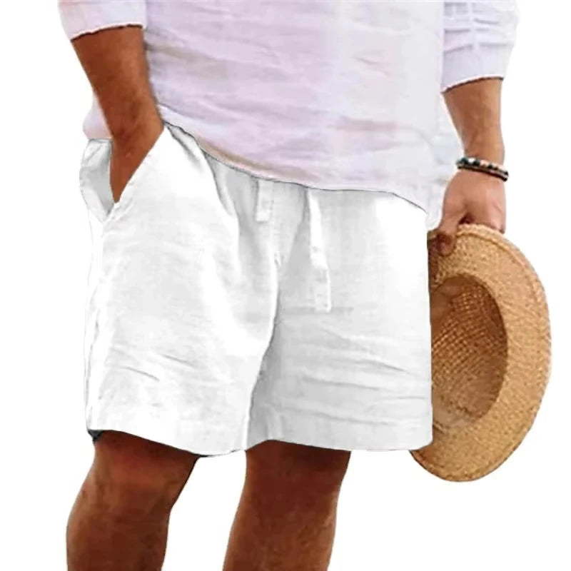 New Mens Cotton Solid Color Beach Short Summer Lightweight Pants Outdoor Large Breathable Short Homme