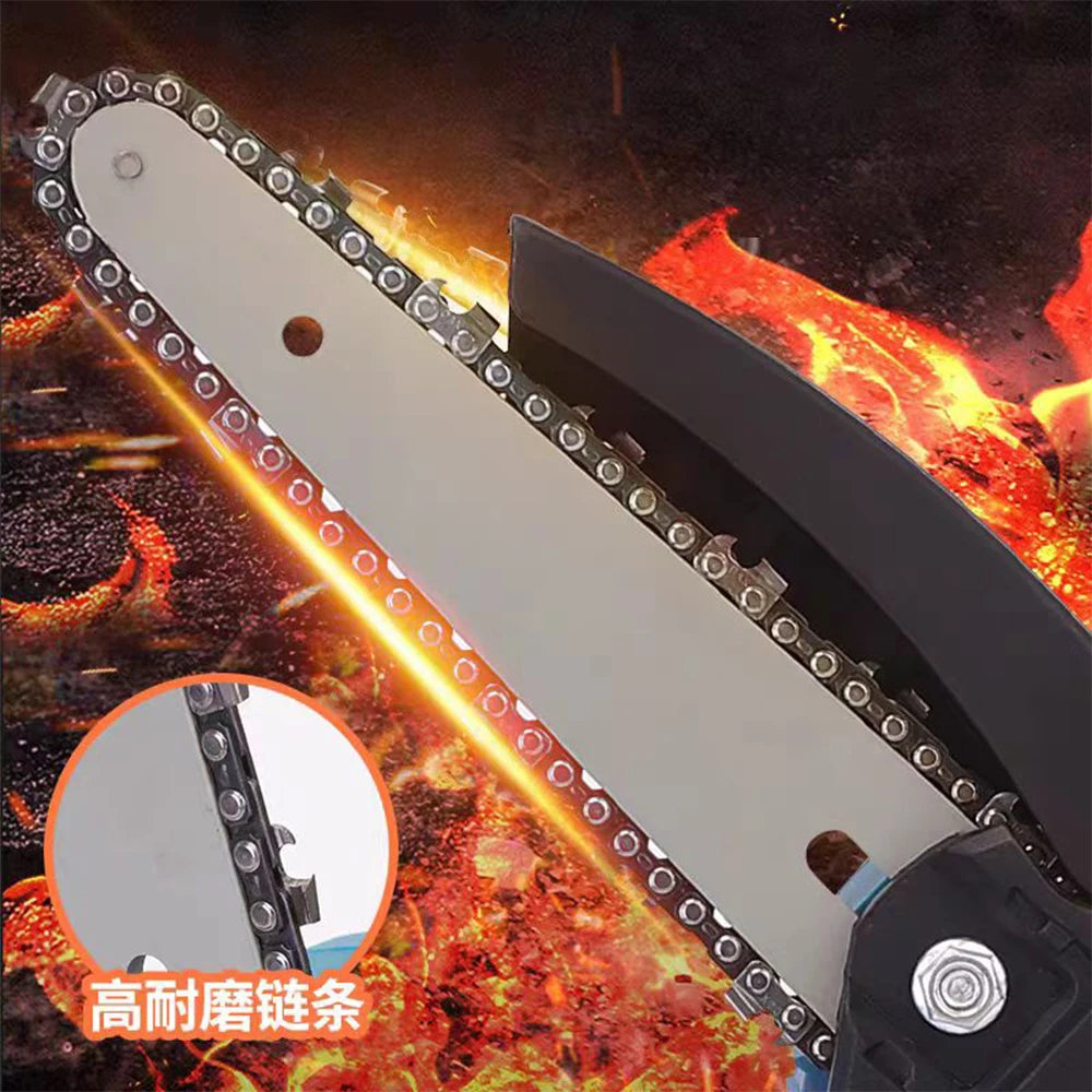 Mini Chainsaw 6In Cordless Woodworking Handheld Garden Wood Logging Chainsaw Electric Saw Cutting Power Tool  2 Battery 1 Box