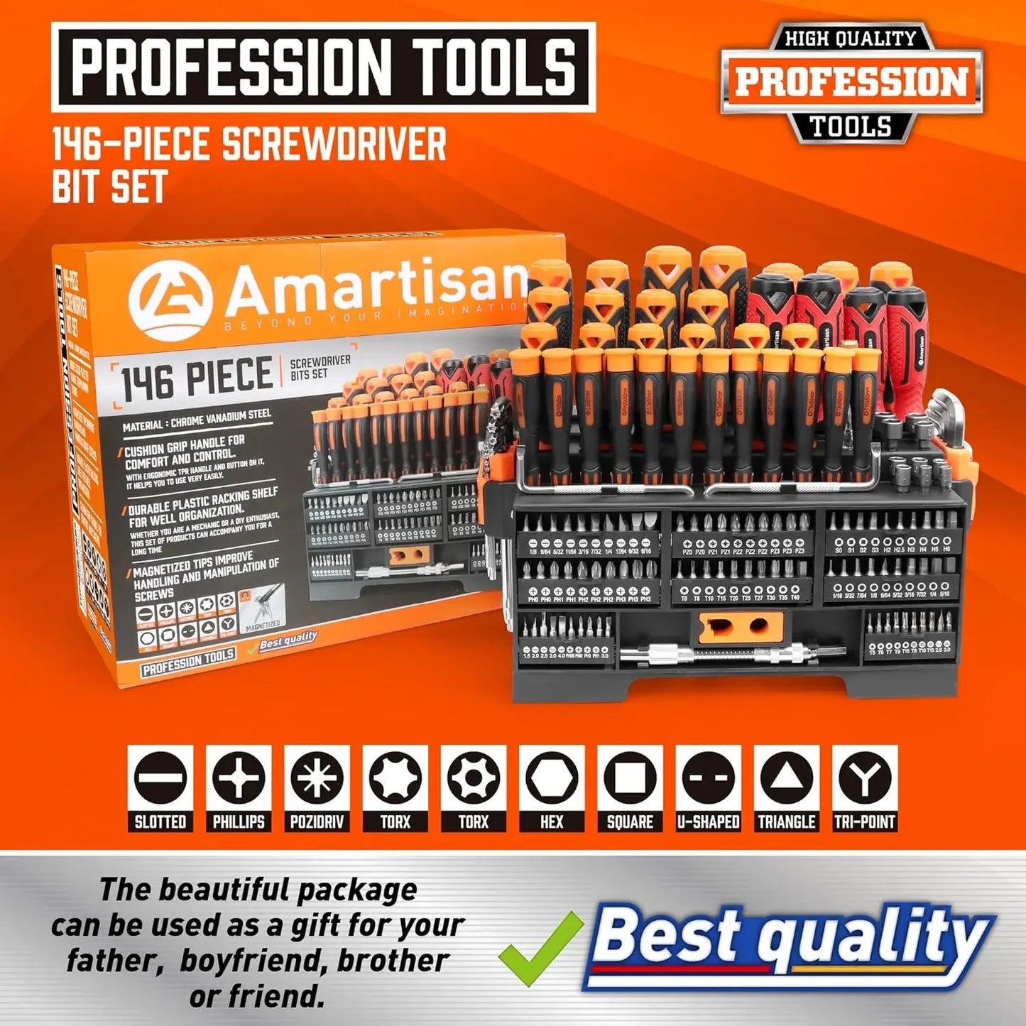 Hot Products.146-piece Magnetic Screwdrivers DIY Tools Set  Racking for Men Tools Gift, Includs Precision screwdriver