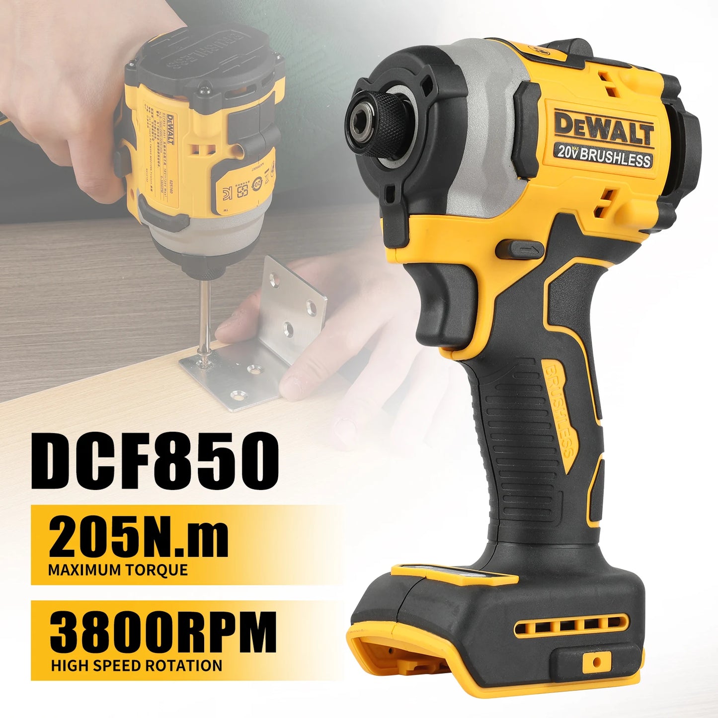 DEWALT DCF850orDCF512orDWbag Cordless ScrewdriverBrushlessMotorRechargable Drill Driver Electric Impact Wrench Large Torque