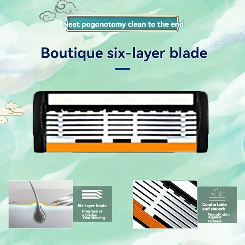 Choice Six Layer Safety Razor Set Stainless Steel Shaving Kit With Changeable Head Blade