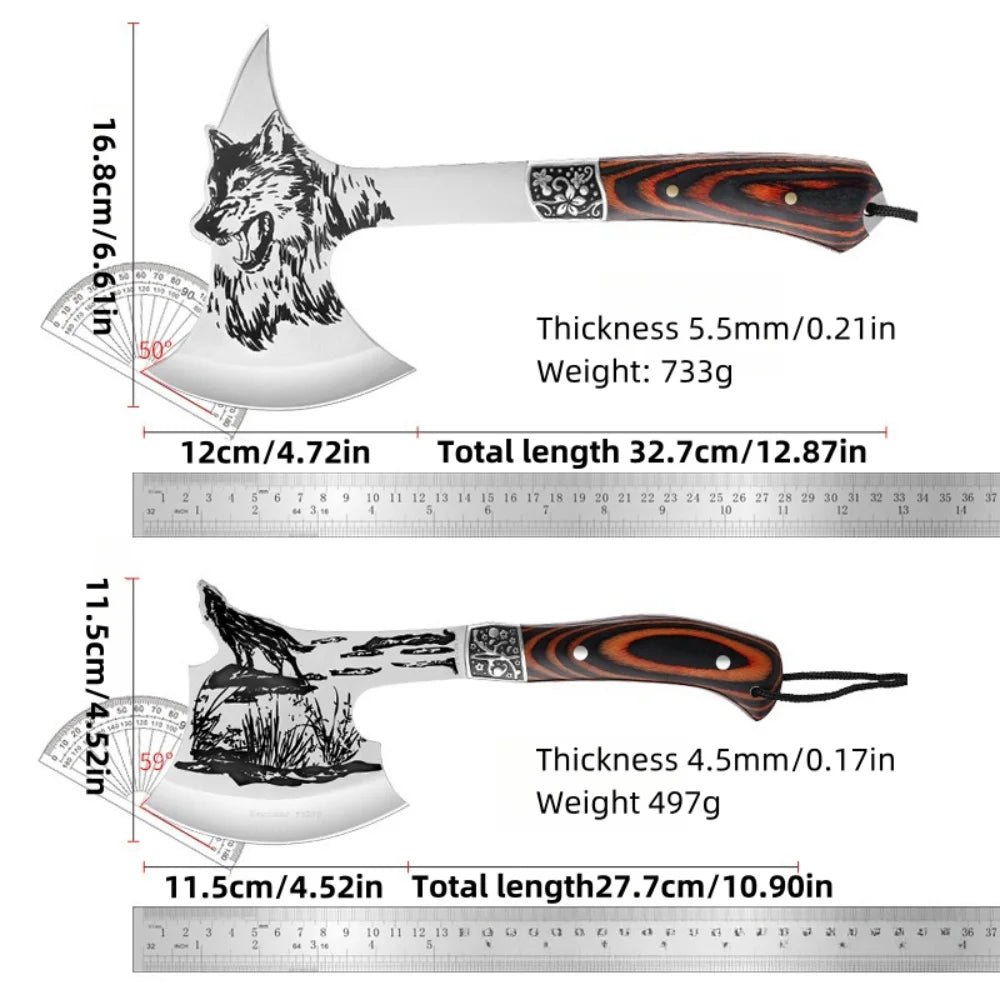 1pc Open-air Axe, Camping Axe, Tactical Axe, Wood Axe Plus Nylon Sheath, High-hardness Stainless Steel Axe, Red Sandalwood Handl