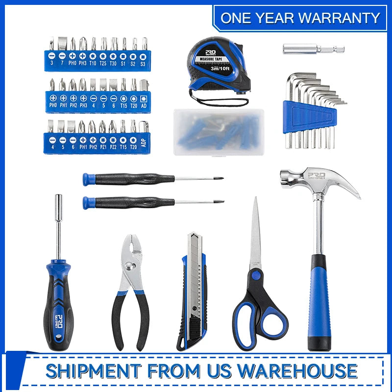 93-Piece Portable Tool Kit Home Repair Tool Set with Toolbox Organizer Small Starter Toolbox Kit for Students By Prostormer