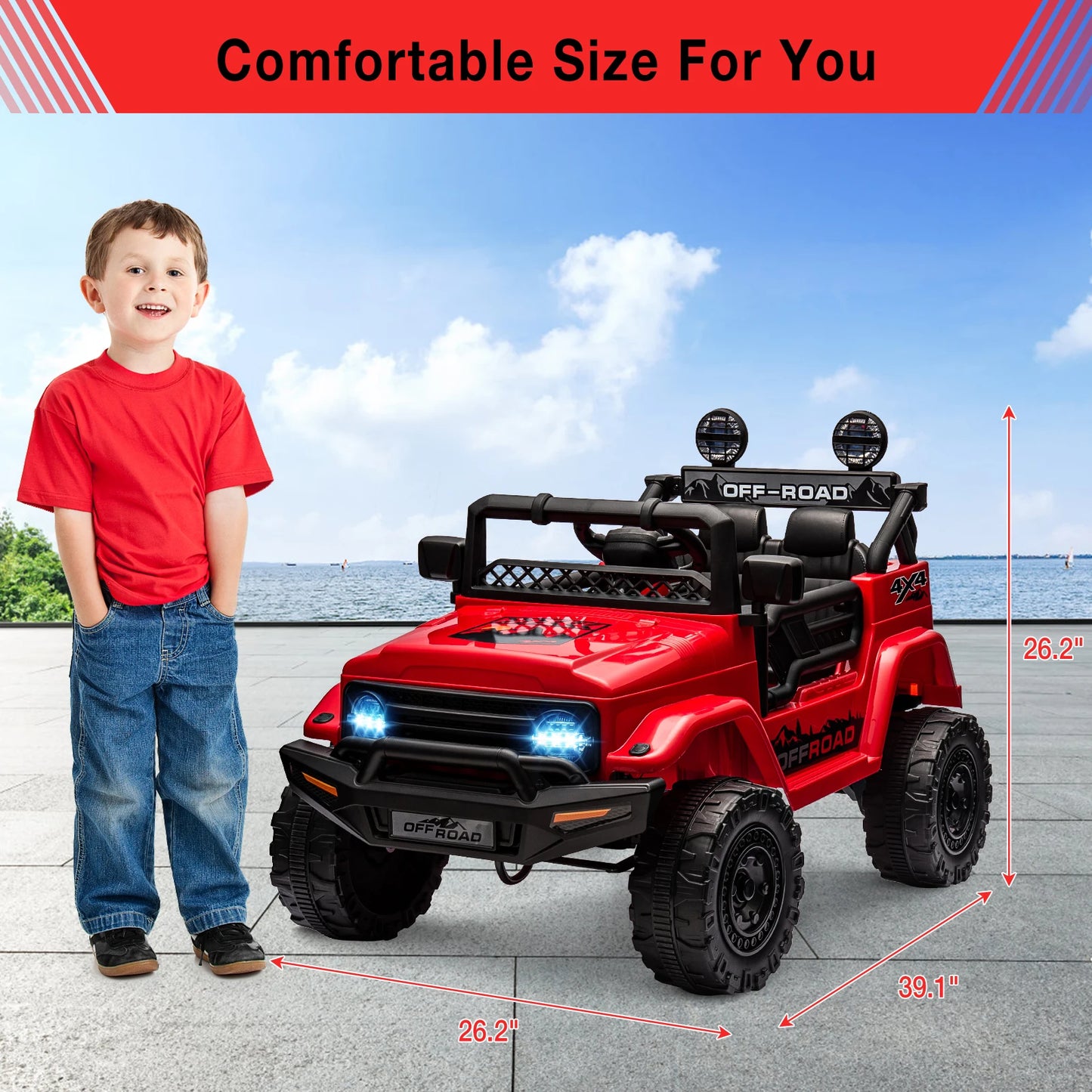 12V Kids Ride On Truck with Remote Control Spring Suspension Bluetooth Connectivity and Led Lights Ride On Toys for 3-6 yrs