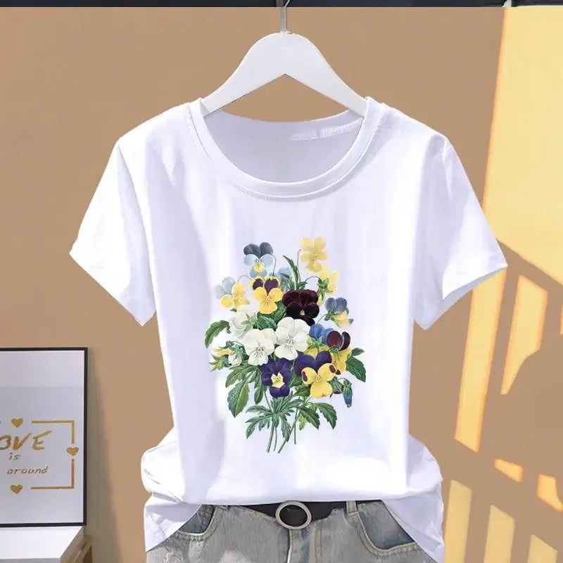 Women Print Floral Sports Fashion Casual Explosive Short Sleeve T-shirt Graphic Tshirts  Women Clothes  Oversized T Shirt
