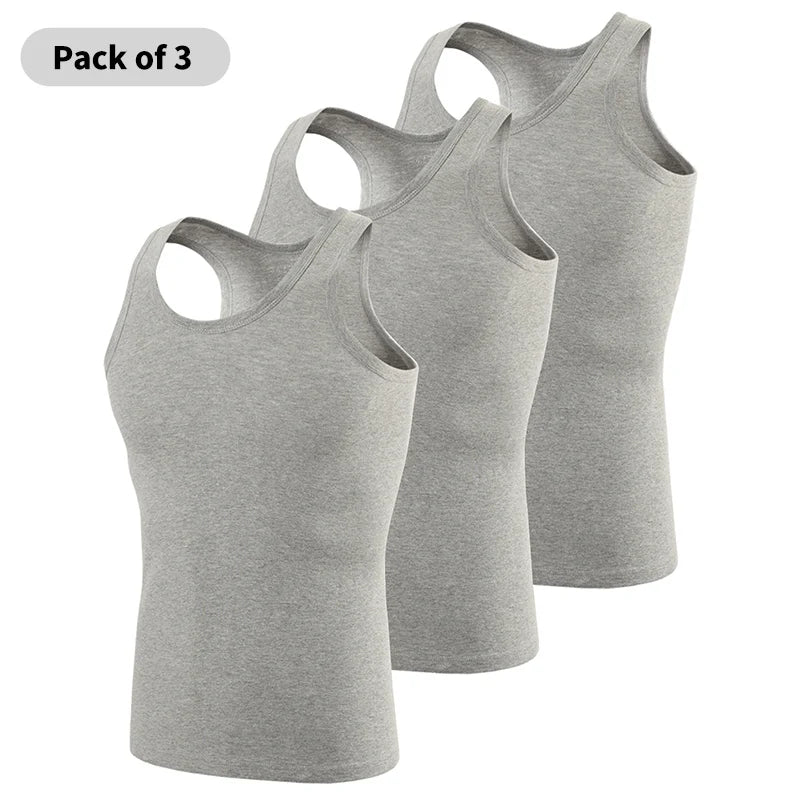 1/3 Pack Four Seasons Men's Cotton Joker Vest Teenagers Simple Fit Sports Fitness T-shirt Middle-aged Casual Sleeveless T-shirt