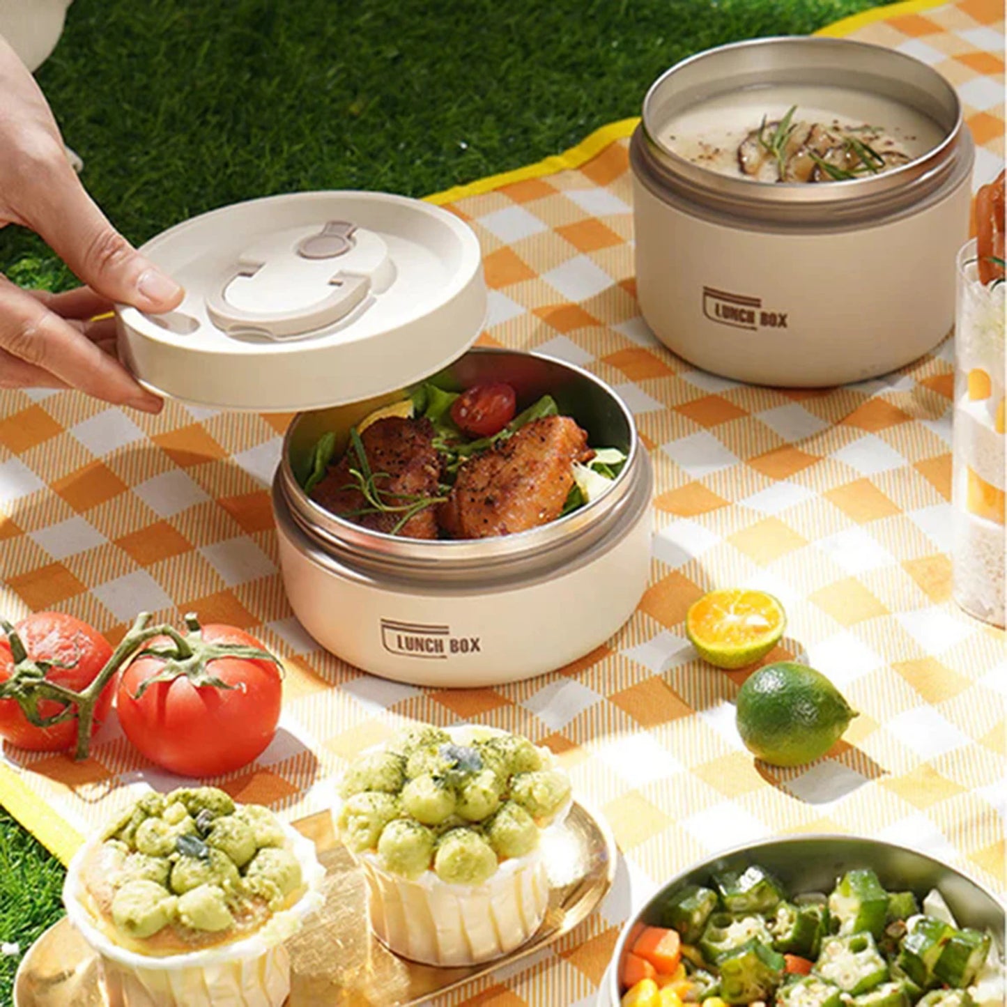 MIAO-US Thermal Lunch Box With Leakproof Lid Round
