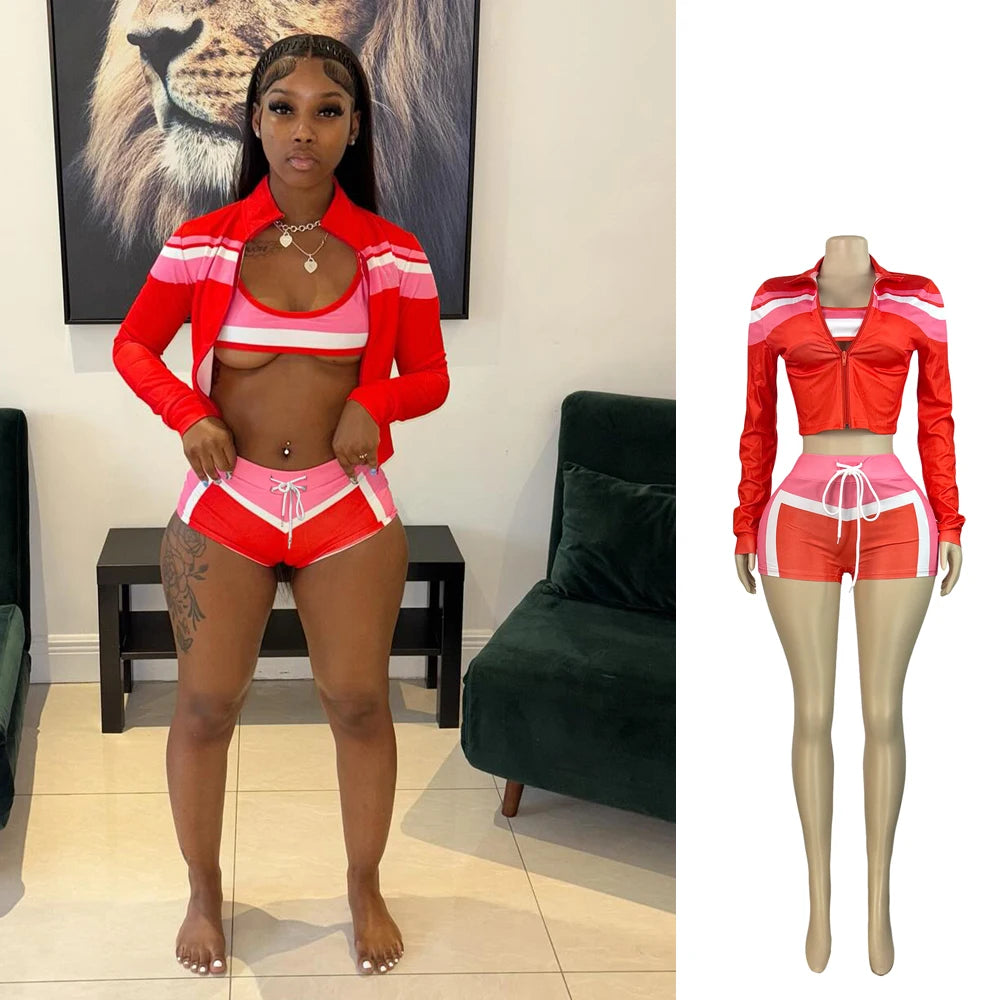 JENYAGE Fitted Tracksuit 3 Piece Gym Workout Set For Women