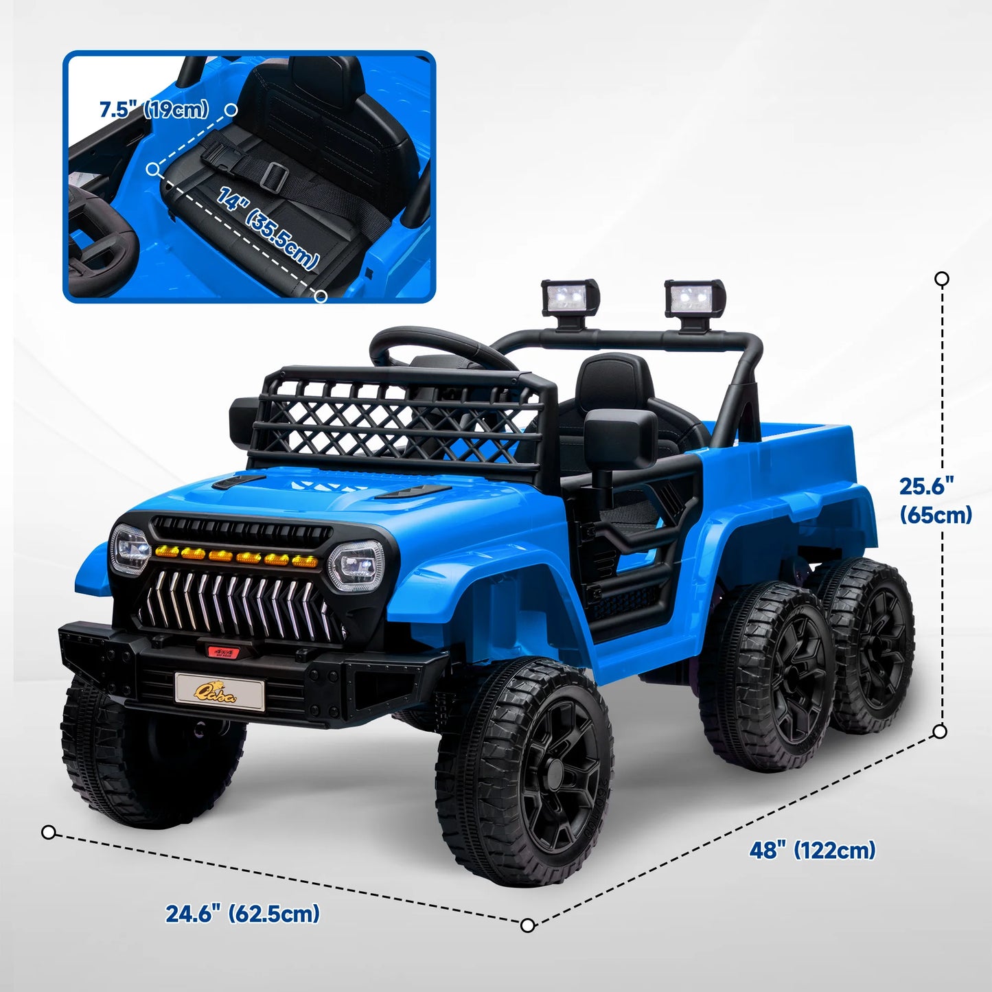 12V Kids Electric Car W/ 2Wd/4Wd Switchable, Remote Control Light Blue