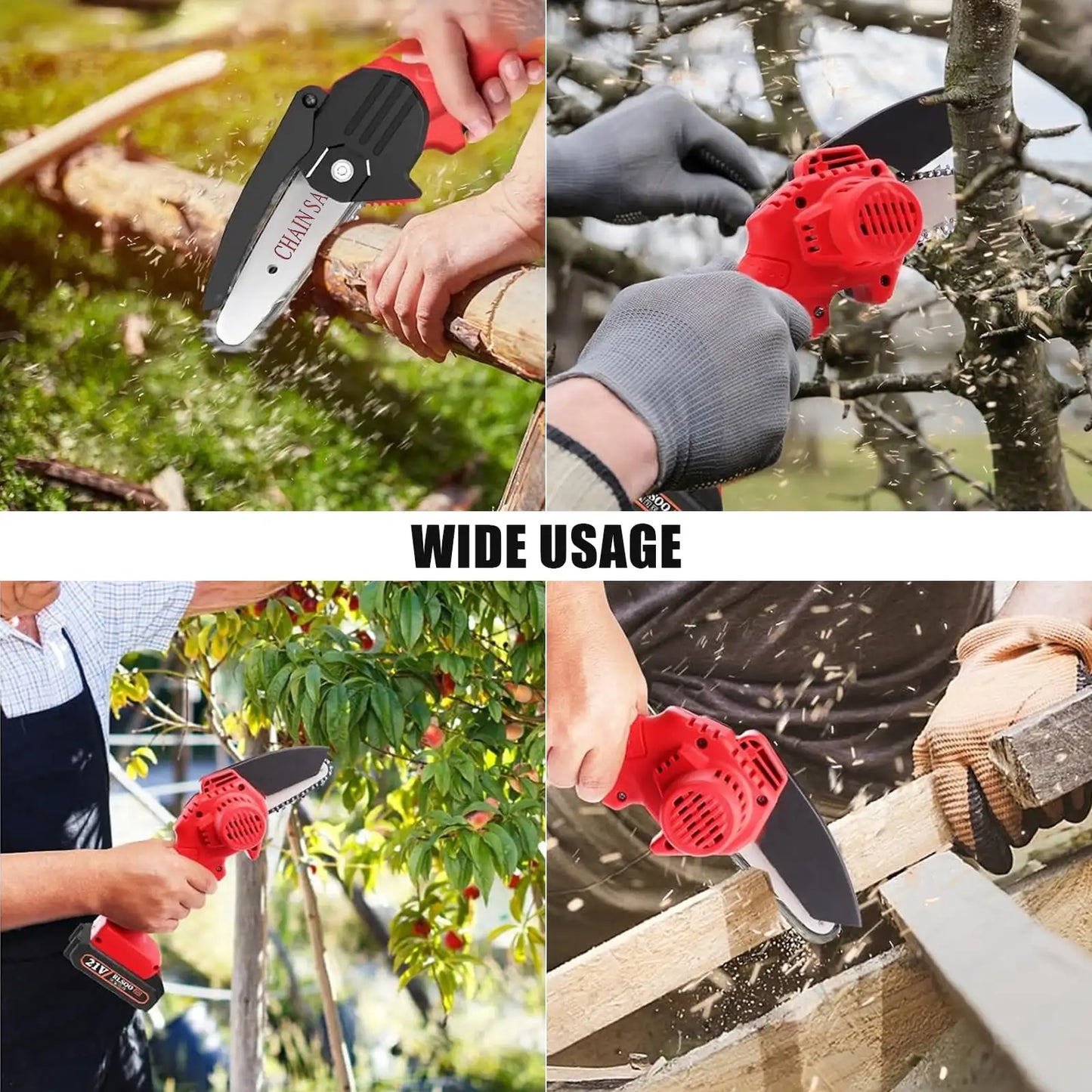 Mini 4 Inch Battery Powered Chain Saw, 21V 1500mAh, Rechargeable, Lightweight, Safety Features, Suitable for Cutting Wood