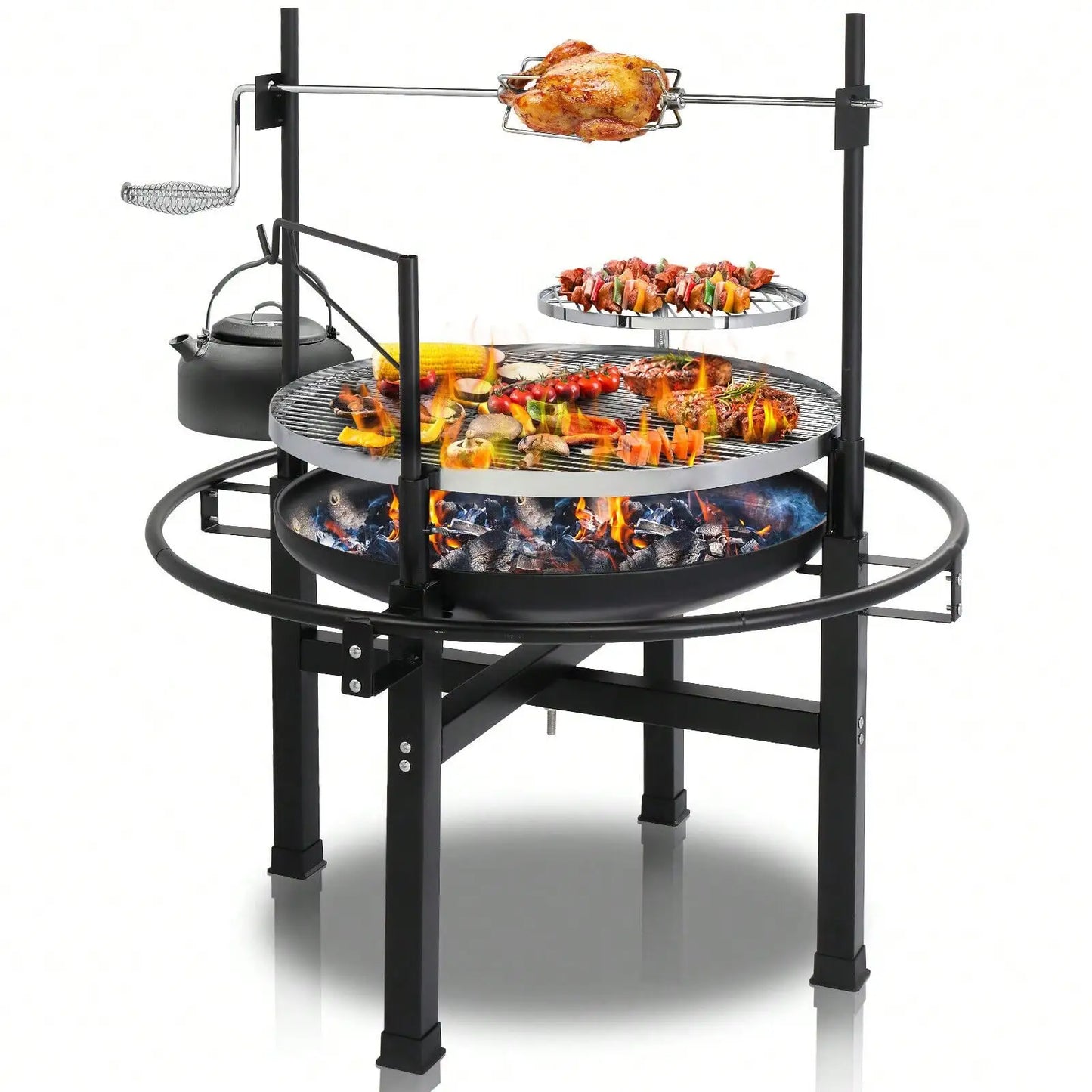 Grill Heavy Duty Cast Iron Charcoal Tabletop Outdoor Grill