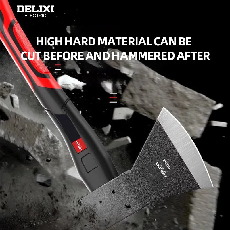 15-inch chopping axe with blade cover, chopping hammer, log axe, outdoor axe, forged carbon steel hand tool non-slip handle.