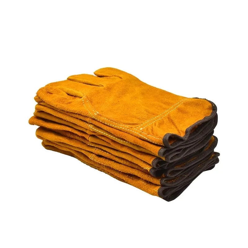 3/5/10 Pairs Labor Protection Work Gloves Soft Cowhide Welding Safety Protection Wear-Resistant Insulated Welding Gloves