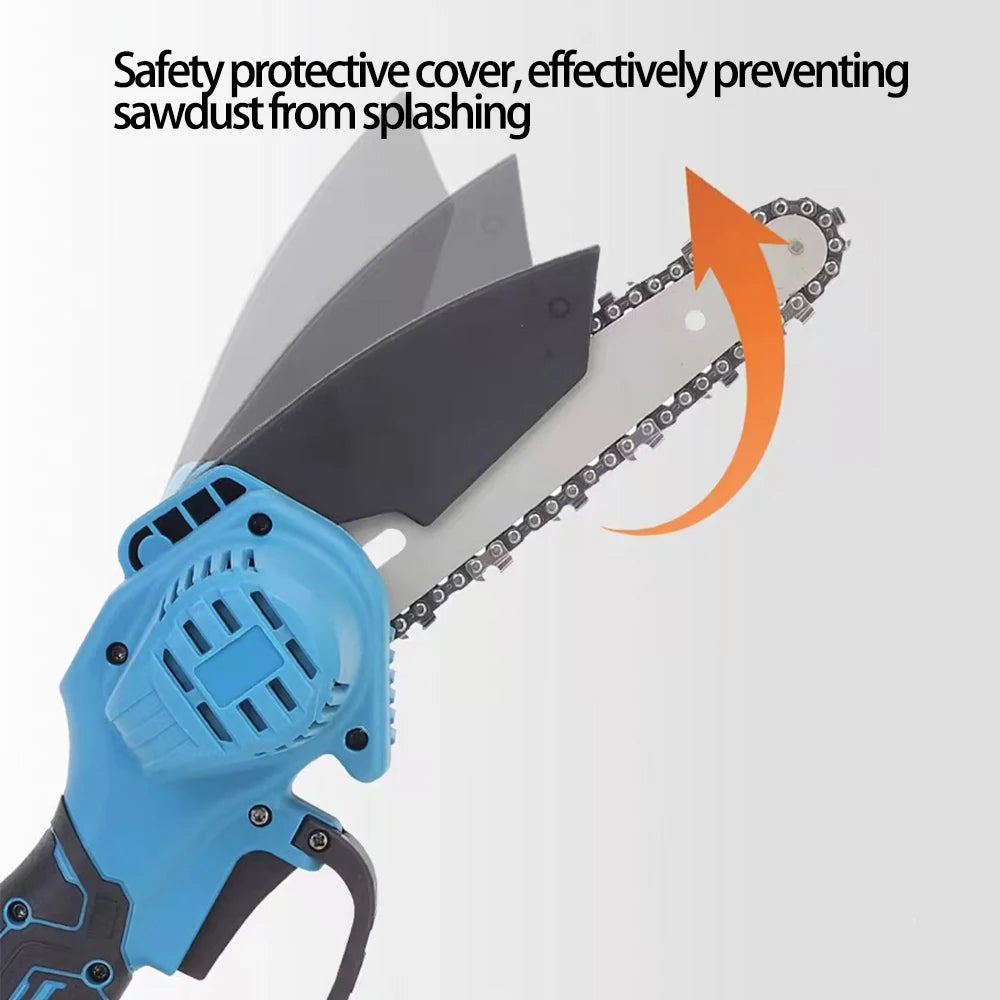 Mini Chainsaw 6In Cordless Woodworking Handheld Garden Wood Logging Chainsaw Electric Saw Cutting Power Tool  2 Battery 1 Box